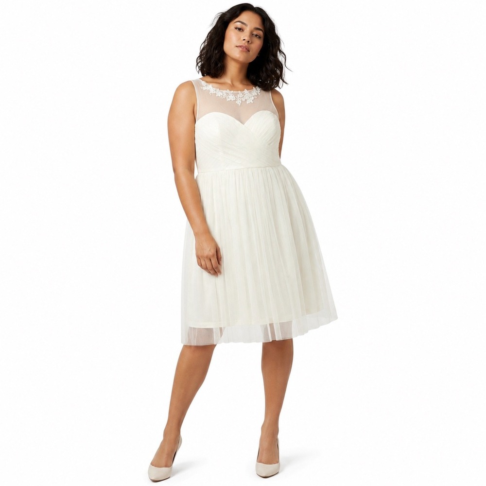 Jenny Yoo BHLDN Womens Dress Ivory 16 Wedding Bridal Tulle Lace‎ Cocktail Guest